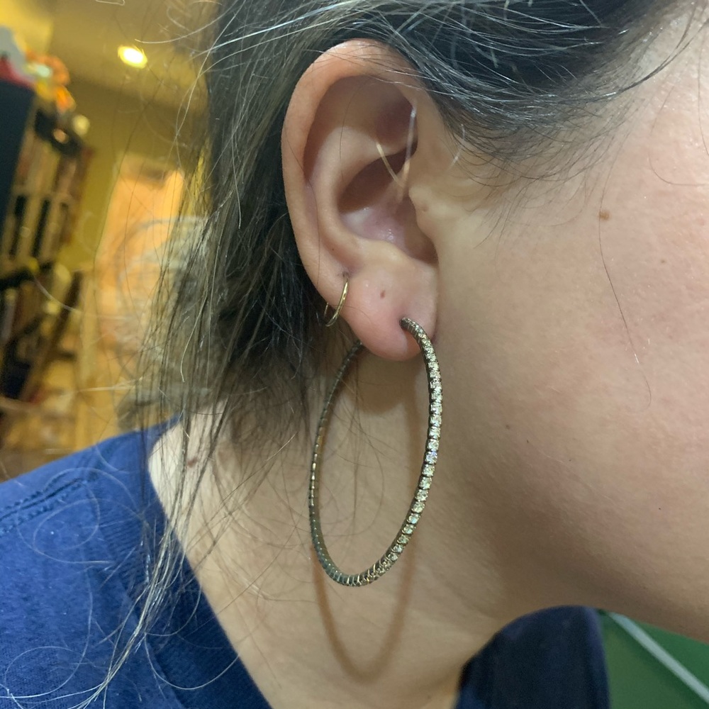 Gold Rhinestone Hoops